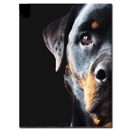 Diamond Painting - Broderie Diamant - Rottweiler noir Regard