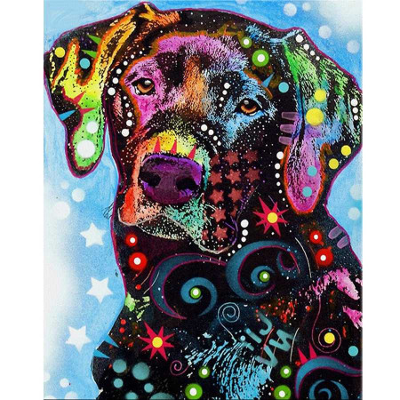 Diamond Painting - Broderie Diamant - Labrador 3D multi-couleurs