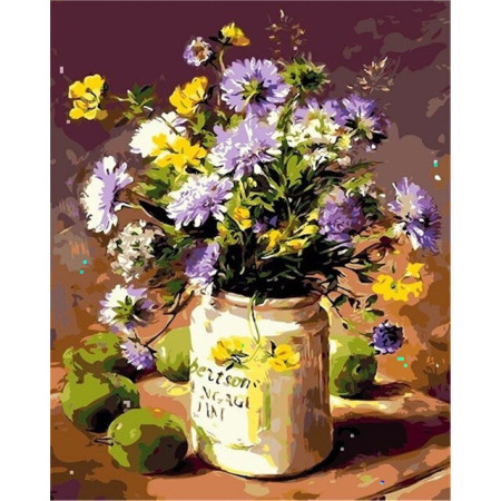 Diamond Painting - Broderie Diamant - Bouquet de fleurs violaine