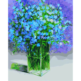 Diamond Painting - Broderie Diamant - Bouquet de fleurs turbleu