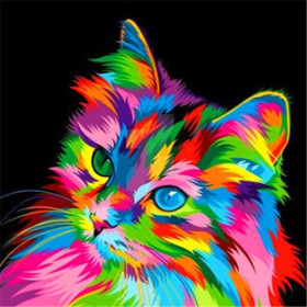 Diamond Painting - Diamond Painting Chat Papillon Délicat Arc-en-Ciel Fantastique