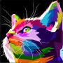 Haft diamentowy - Haft Diamentowy malowanie Pop Art Chat Witrail Multicolor Ekspresywny