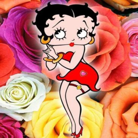 Diamond Painting - Broderie Diamant - Betty boop avec des roses