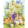 Diamond Painting - Broderie Diamant - Lapin et œuf fleurs