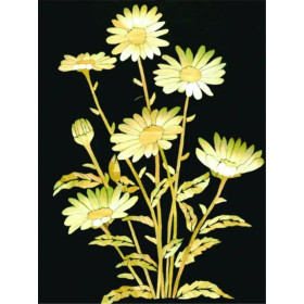 Diamond Painting - Broderie Diamant - Fleurs noires et jaunes Léna