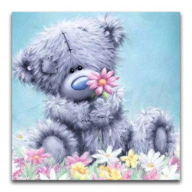 Diamond Painting - Broderie Diamant - Ourson peluche fleur rose