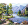 Diamond Painting - Broderie Diamant - Paysage Montagne 5D Maison Bord Du Lac