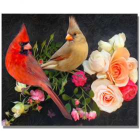 Diamond Painting - Broderie Diamant - Oiseaux cardinaux