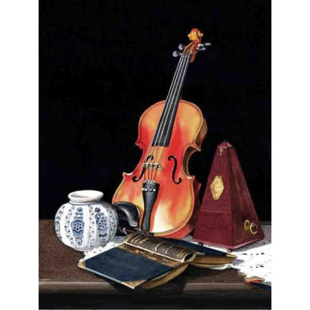 Diamond Painting - Broderie Diamant - Violon posé sur un meuble