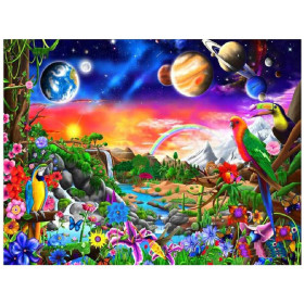 Haft diamentowy - Haft Diamentowy - Ptaki z Kosmicznego Lasu 5D