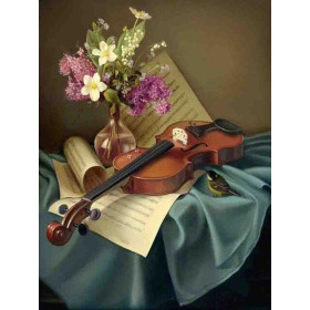 Diamond Painting - Broderie Diamant - Violon Avec Petit Oiseau