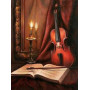 Diamond Painting - Broderie Diamant - Violon Avec Livre et Bougie