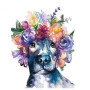 Haft diamentowy - Haft Diamentowy - Pitbull z kwiatami