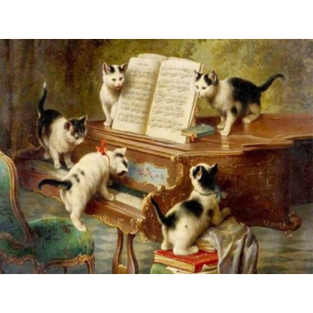 Diamond Painting - Broderie Diamant - Piano Avec Les Chats