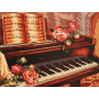 Diamond Painting - Broderie Diamant - Piano Avec Fleurs Pomponette