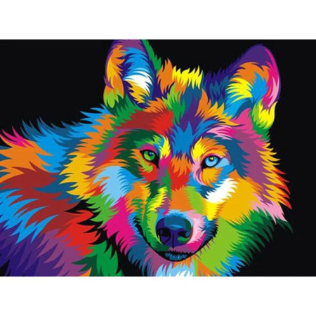 Diamond Painting - Broderie Diamant - Loup coloré