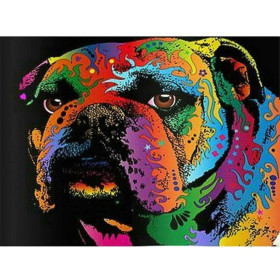 Diamond Painting - Broderie Diamant - Bulldog coloré