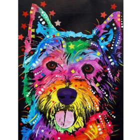 Diamond Painting - Broderie Diamant - Chien gentil coloré