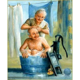 Diamond Painting - Broderie Diamant - Couple âgé Prend un Bain