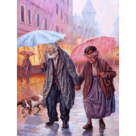 Diamond Painting - Broderie Diamant - Couple âgé Au Parapluie