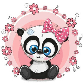 Diamond Painting - Broderie Diamant - Bébé Panda Fleurs Rose