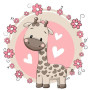 Diamond Painting - Broderie Diamant - Bébé Girafe Fleurs Rose