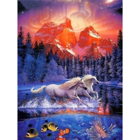 Diamond Painting - Broderie Diamant -Chevaux Paradis