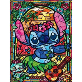 Diamond Painting - Broderie Diamant Stitch de Lilo & Stitch - Vitrail Hawaïen