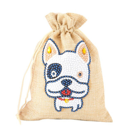 Haft diamentowy - Haft diamentowy-malowanie diamentowe buldoga  wi teczna torba ze s odyczami