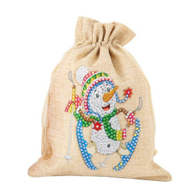 Diamond Painting - Broderie Diamant - Sac à bonbons de noël en peinture diamant bonhomme ski