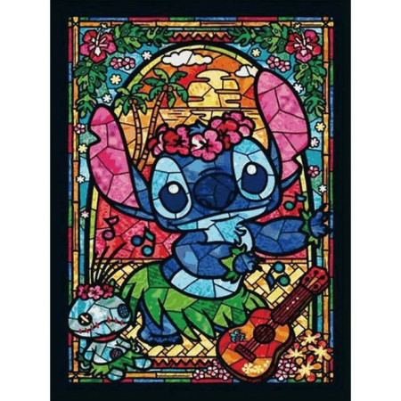 Diamond Painting - Diamond Painting Stitch Vitrail Hawaïen - L'Alien Rieur Lilo & Stitch